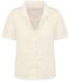 SP523 Spasso Ladies Short Sleeve Linen Bowling Collar Shirt Ivory colour image